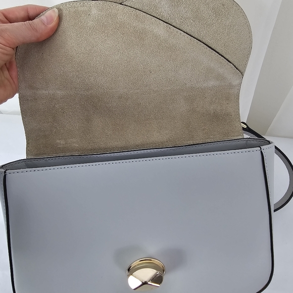 Made In Italy Smooth Leather Handbag Pink White and Gray With Strap - Picture 7 of 9